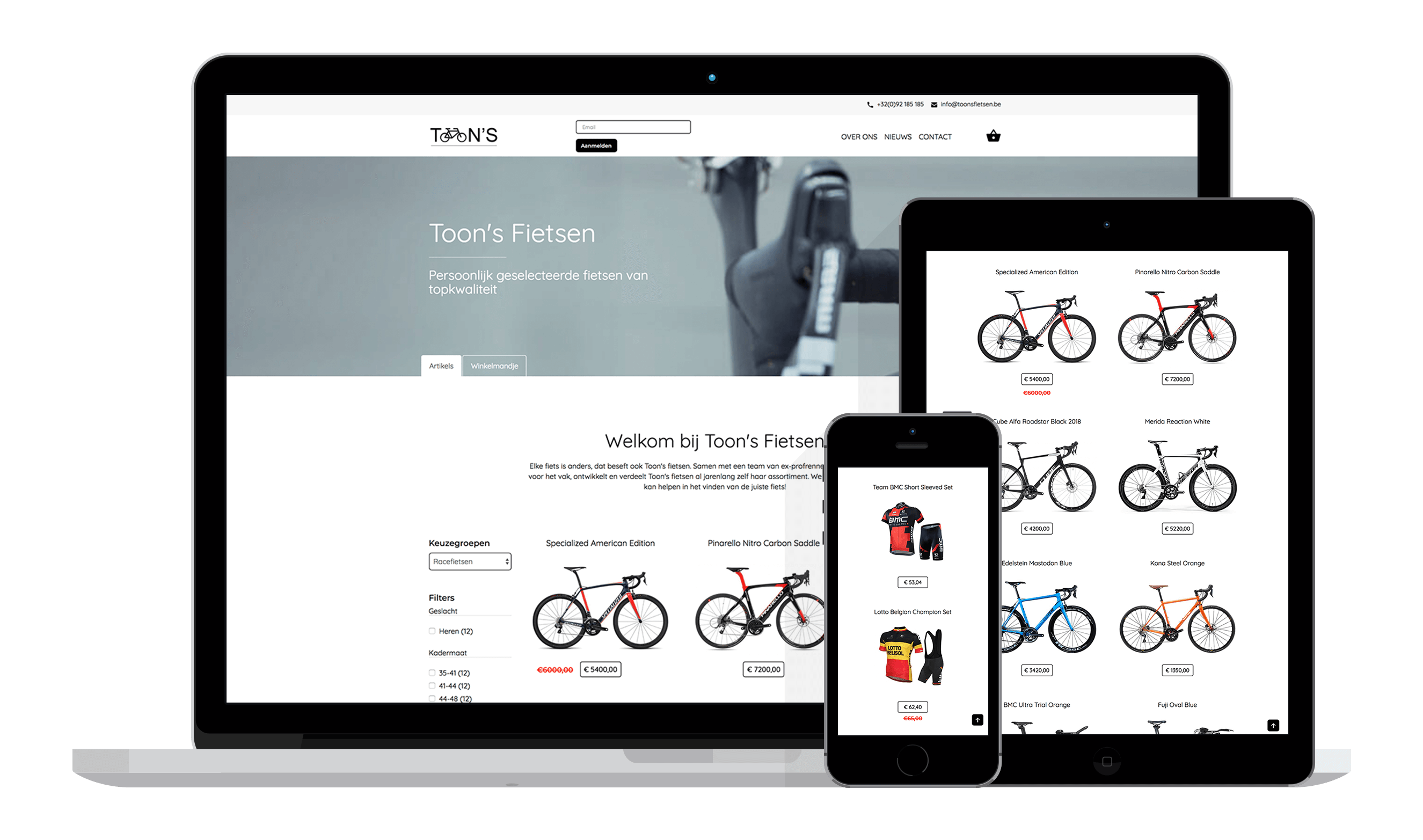 Screenshot Webshop Toon's fietsen